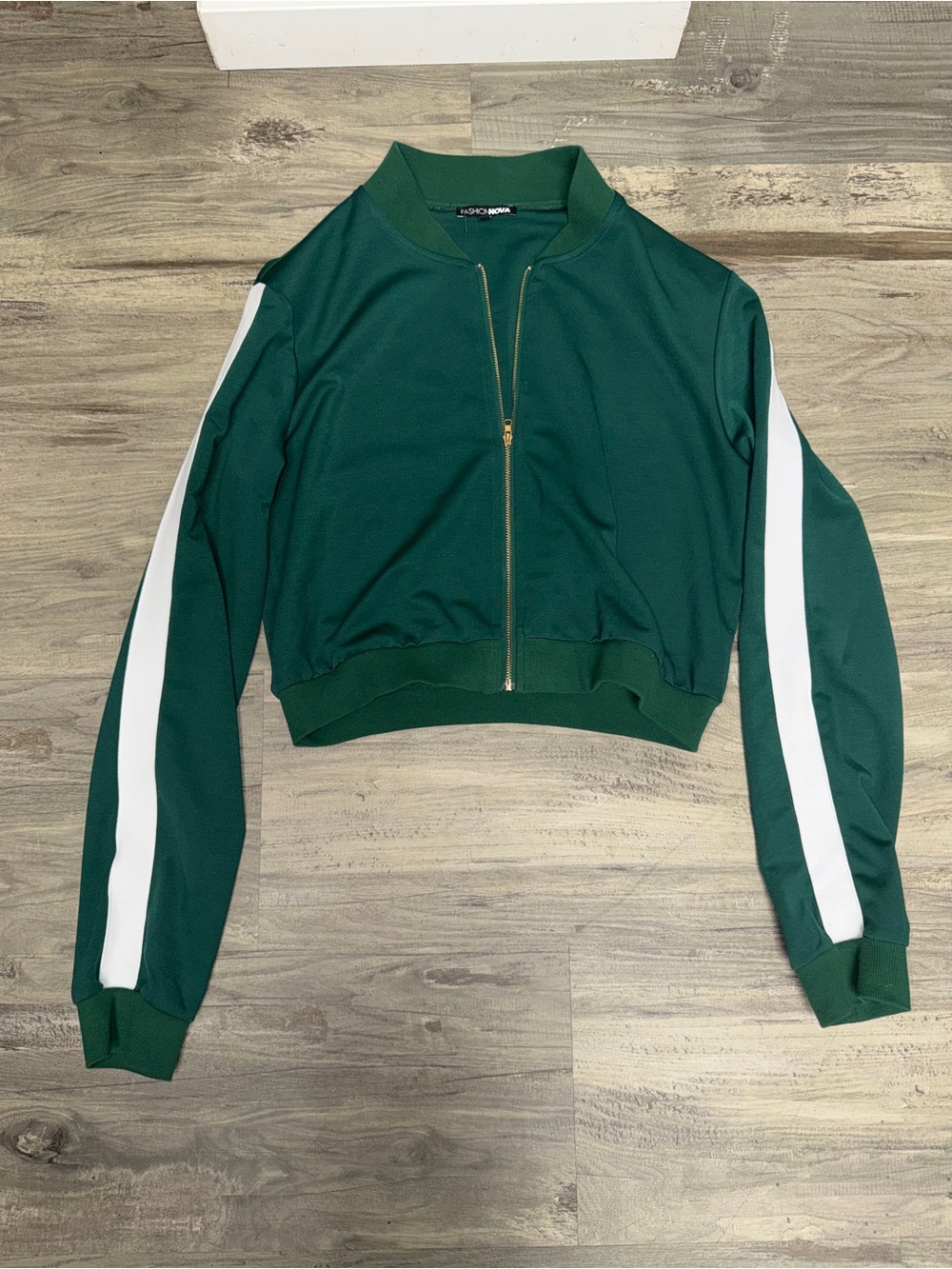 Fashion Nova Dark Green Cropped Bomber Jacket with matching track pants